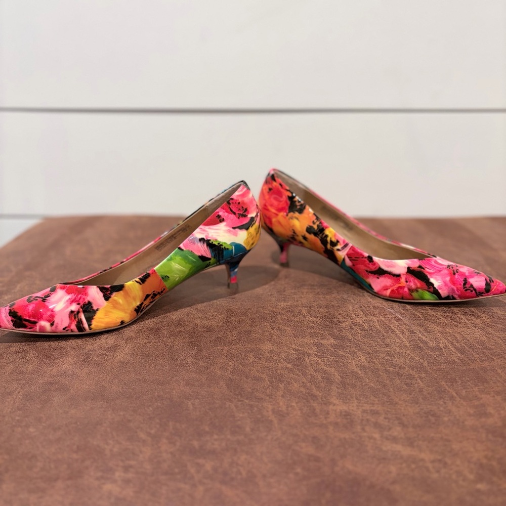 Vionic Josie Floral Kitten Heels 8.5 Pink Spring Statement Pumps Easter Spring - Picture 7 of 10
